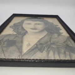 Vintage pencil Original Art work war soldier woman 10″ x 13″ Unsigned Portrait