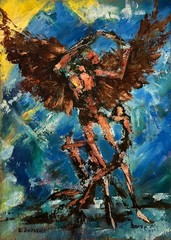 Oil painting It was as if an angel Had Descended V. Aksenov Original nAAA5016