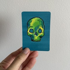 ACEO Original Acrylic Painting Colorful Skull Skeleton Bones | Prism Bones #2/3