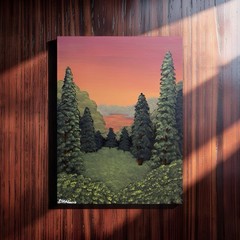 Original Impressionist Acrylic Forest Sunset Landscape Painting – Nature Art