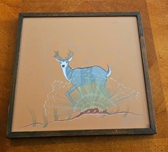 Charley Yazzie Navajo Artist ORIG Signed 14×13 DEER Native American Southwest