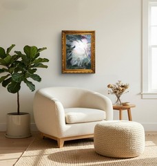 Full Moon From Forest Contemporary Expressionist Abstract Oil Painting