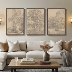 Wall Art Vintage 3 Piece Retro Tree