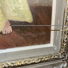 1964 MID CENTURY LITTLE GIRL MADELIENE RALJOHN OIL PAINTING