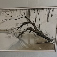 John Webster Signed Framed Winter Landscape Watercolor Painting 1989 Frame 18×22
