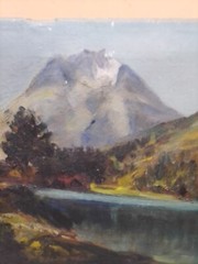 Mountain landscape with signature, oil on canvas.