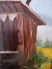 Signed TiNA Outhouse Folk Art Painting 11×13 Framed Americana Rustic