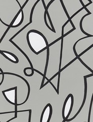 Abstract Acrylic Painting on Canvas Hard Edge Gray Black Mid Century Modern Art