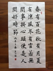 Unframed Chinese calligraphy Standard Style Spring Has Hundred Flowers 春有百花2621