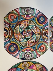 4 Abstract Geometric Painting Art Mixed Media Mandala Kaleidoscope By Schachter
