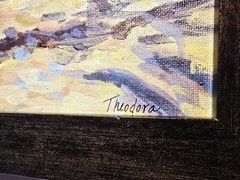 „Theodora Pavlou“ OOAK, Double Signed Plein Air „Fresh Water Vibes“ Framed 10×12
