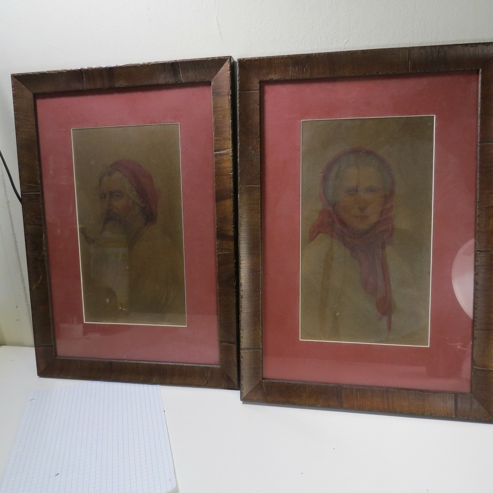 The Old Woman Of Capri And The Contented Man Vintage Framed Art By Sydney Bell