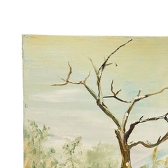 Oil Painting Wyoming Spring forest Lake mountains snow Signed Denninger 1966 Vtg