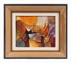 Mixed Media Painting on Canvas Post Modern Oil Acrylic Vintage Mid Century Art