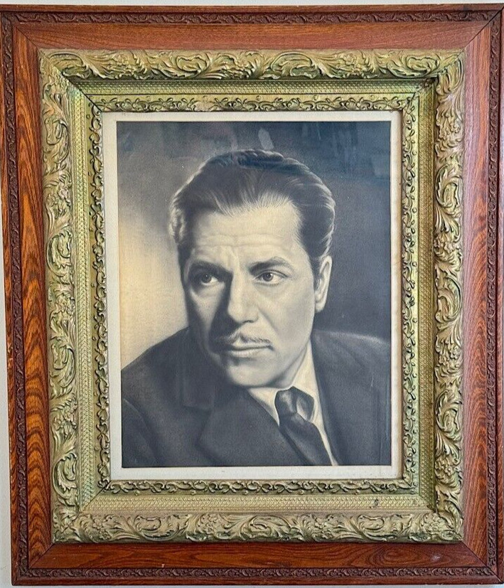 1930-50 WARNER BAXTER 30×26 Airbrush Painting Portrait Kessel Hollywood