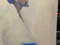Estate Sale Collection Texas Artist Portrait Man Painting Canvas 38″ x 38″