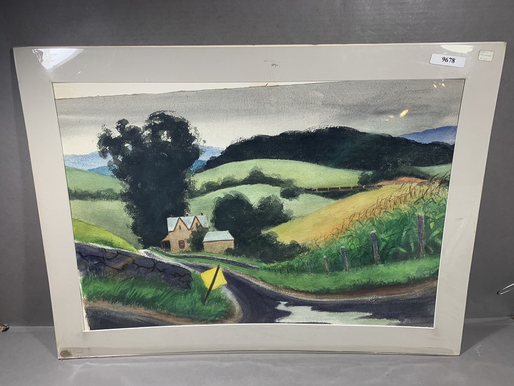 Original Doris Reynolds Watercolor Landscape Painting ~ Country Road