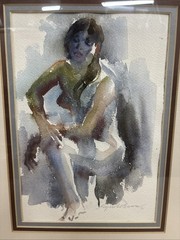 original Vintage watercolor painting signed Raymond framed From 1974