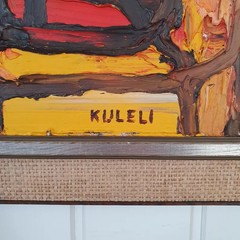 Kuleli Vintage Abstract Mid Century Modern Oil Painting 1970s Impasto Art