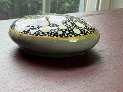Hand Painted Yin Yang Paperweight Resin Art Stone Signed Karo 2019 Dot Paint