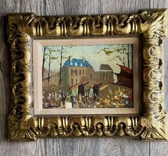 MID CENTURY IMPRESSIONISM PAINTING STREET ARTIST VENDOR SIGNED OIL ON CANVAS
