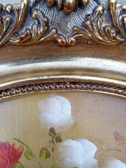 8 x 10 framed vintage oil painting of flowers in vase/total size 11 x 13