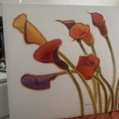 Callas In the wind II by Shirley Novak Painting Canvas. 24”x24”. Modern/Cont Art