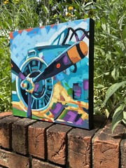 Airplane painting Acrylic On Canvas Original Painting colorful plane art