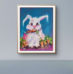 Original Rabbit Acrylic Painting 8 X 10 Canvas Childrens Room Art Dang Rabbit!