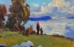 Oil painting Seaside Ukrainian painter canvas Unframed original Decor landscape