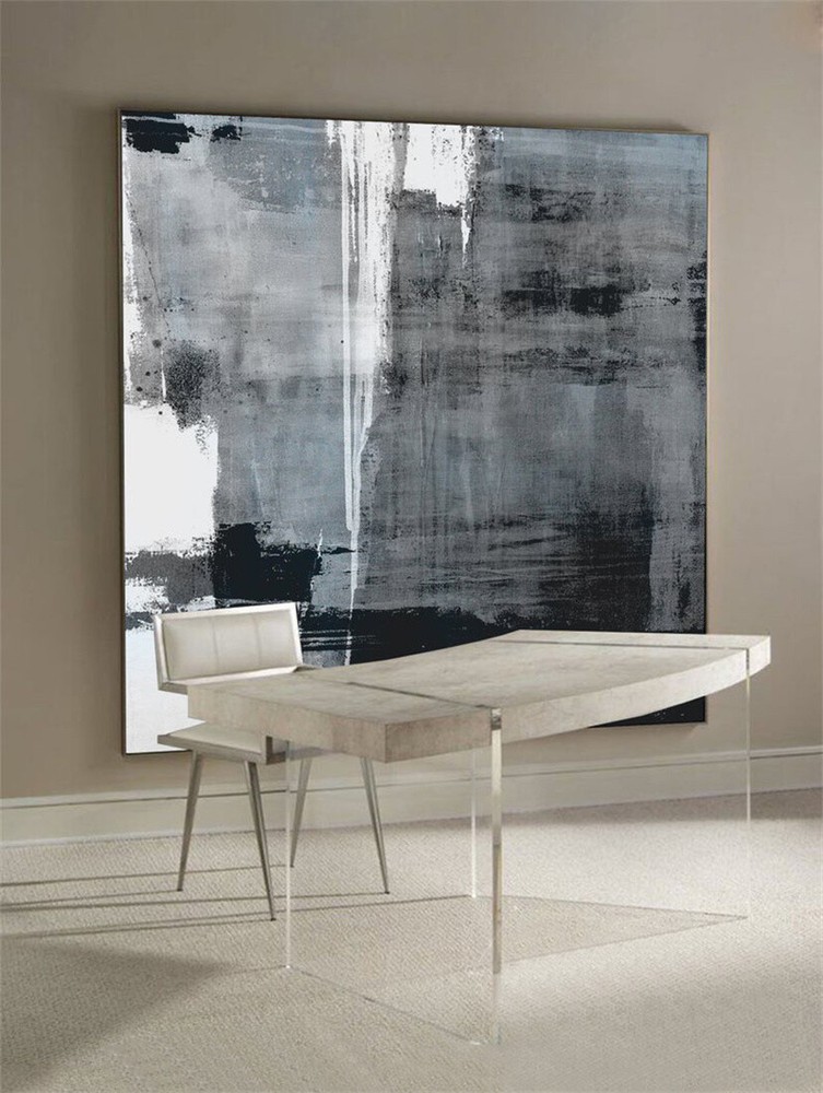 Oversized Minimalist Painting Canvas Black White Painting On Canvas Original Art