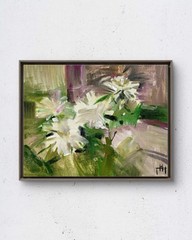 Сhrysanthemums 14×11 Chicago Original Acrylic Painting Canvas Art Home Decor