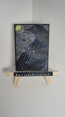 ACEO Original MirandaHavensArt, Full Moon Raven, Water Color Painting Signed