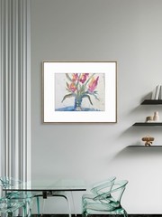 Abstract Flowers Original Art 14X11 On Art Paper Watercolor Irises