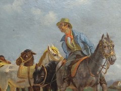 19th century Exquisite Italian School -The Horse Trader-Oil painting-c1865