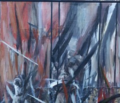 Roman Chamski „The Protest“ Oil Painting War Scene Portrait 75x95cm RFN Framed