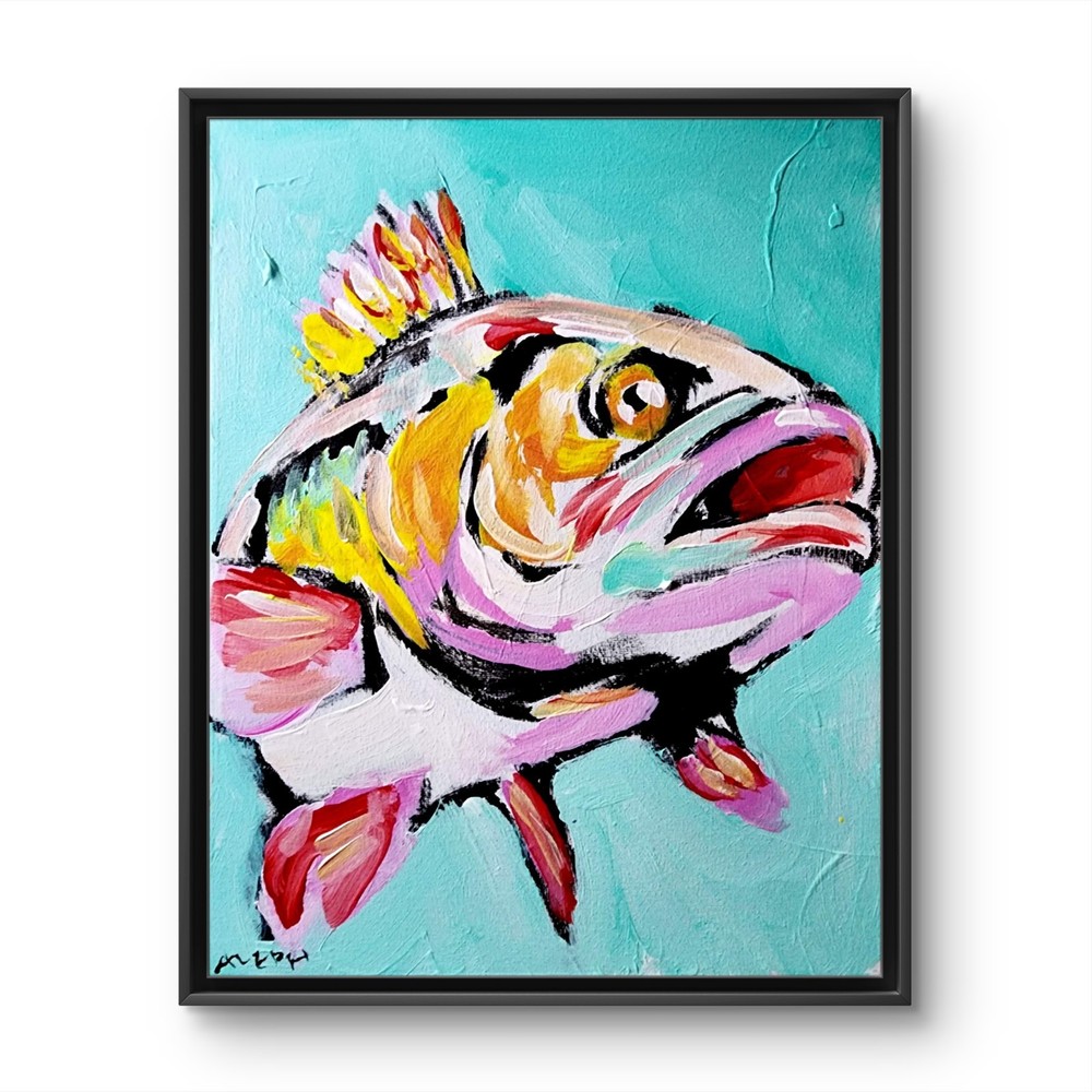Original Abstract Painting Bass Canvas Neo Expressionist Fine Art Decor 11×14