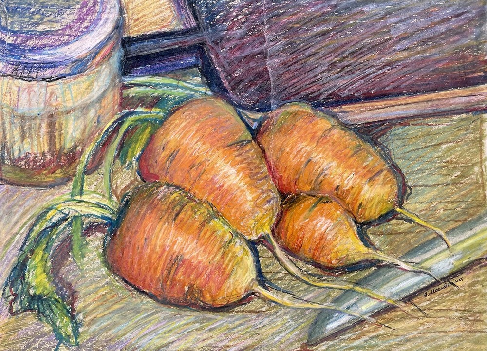 “ Carrot ” ORIGINAL OIL PASTEL ART Ukraine Kharkiv