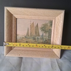 2 vintage boat and lake view house photoswith frame.
