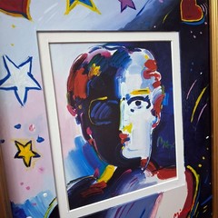 Peter Max „Fauve Head“ — Painted Mat by Mira | Solid Wood Frame, Glass | COA