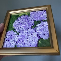 Hydrangea Flowers Original Painting 4/4,artwork,mini,small,framed,gold