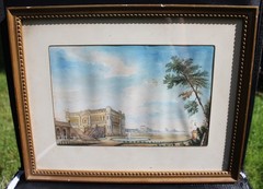 Antique 1858 Watercolor Chateau de Chantilly Constance Peel Alph Giroux Frame