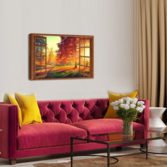 Autumn View Canvas Print – Framed Fall Forest Wall Art, 24×36 Inches