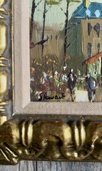 MID CENTURY IMPRESSIONISM PAINTING STREET ARTIST VENDOR SIGNED OIL ON CANVAS