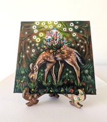 Original Acrylic Painting, Fawn in a Magical Forest, Fantasy, Whimsy Art, Deer