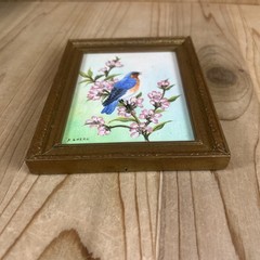 Blue Bird Cardinal Watercolor Art Painting Set Of 2 Gold Wood Frame 5×7 Inch