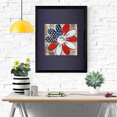 Hand Painted Patriotic USA Flower Acrylic 12×12” Canvas Panel Original