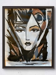 Black Gray Brown Woman Abstract Acrylic Original Art 14×11 Paper