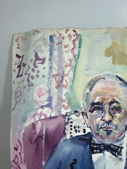Vintage Original Mixed Media Abstract Painting By Claire Durani