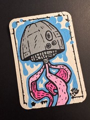 aceo 2.5×3.5in original OOAK Acrylic painting „Death Star Jelly“ by Covz